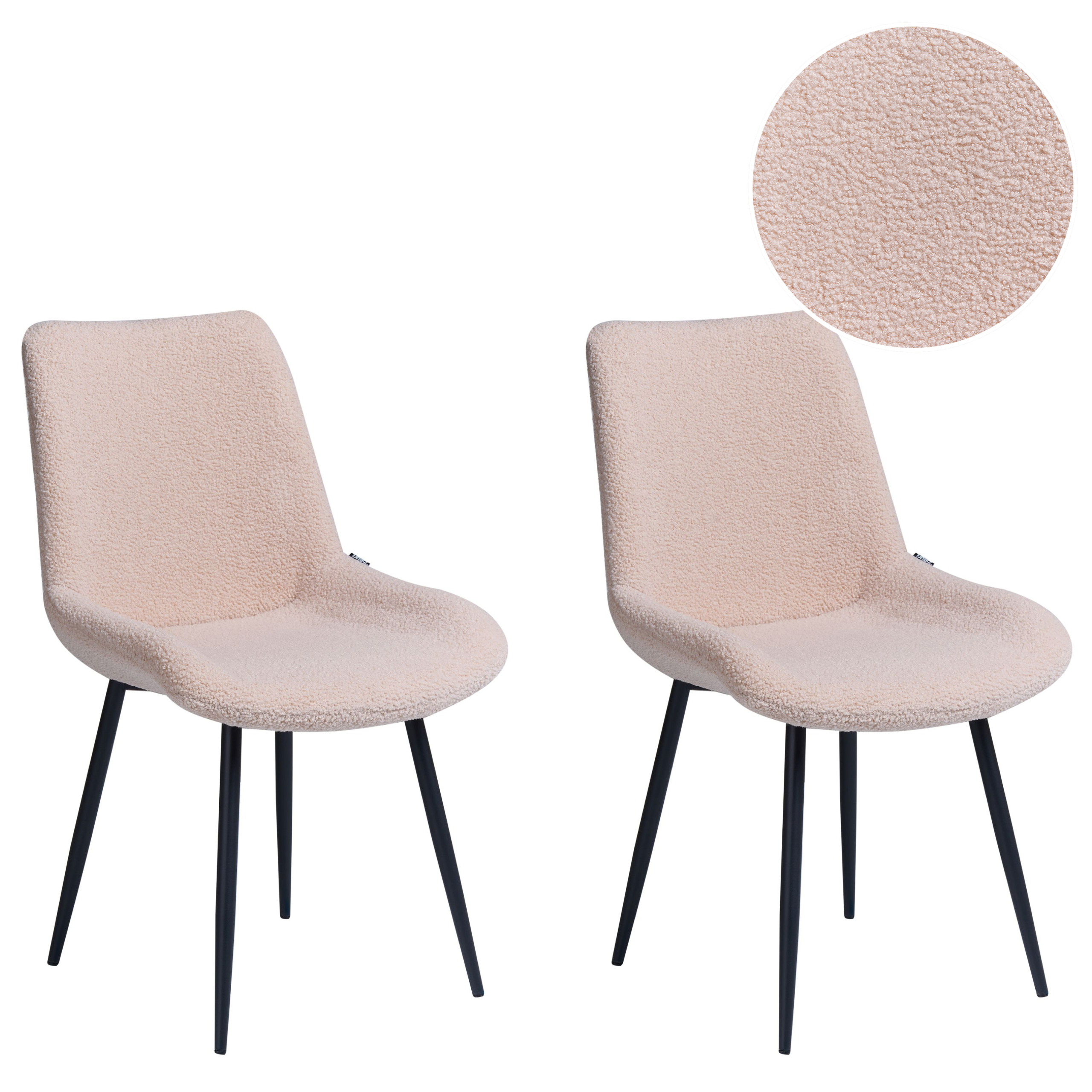 Set med 2 matstolar AVILLA Bouclé Beige