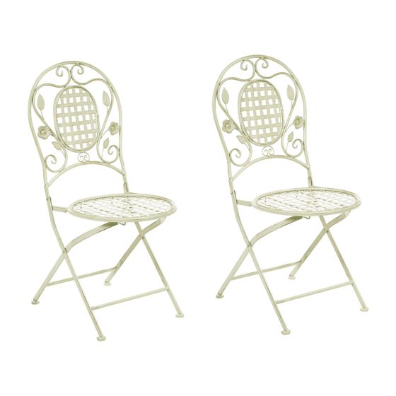 Set med 2 trädgårdsstolar BIVIO Fällbar Metall Ljusgrön