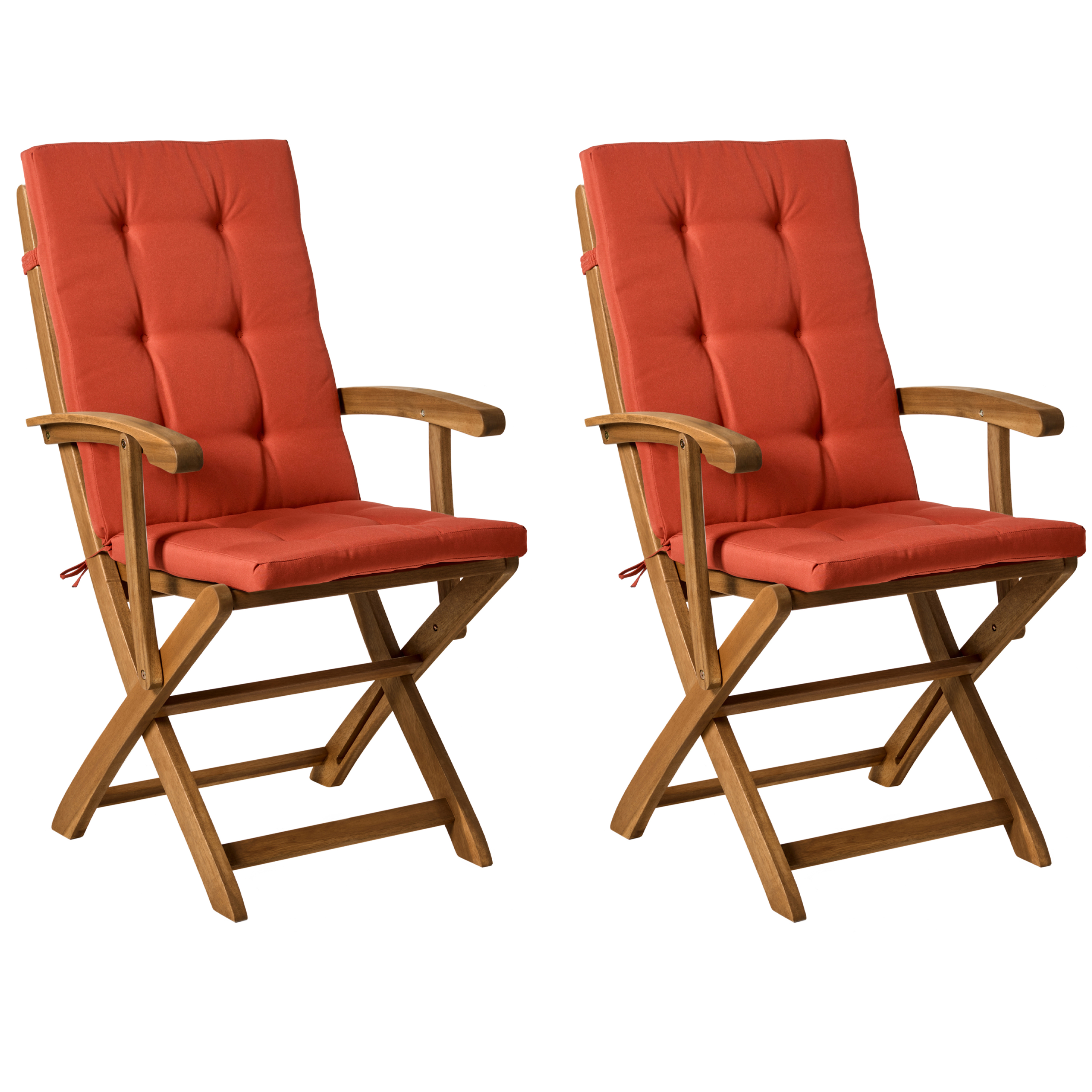 Set med 2 stolar med dynor MAUI PREMIUM Akaciaträ Röd