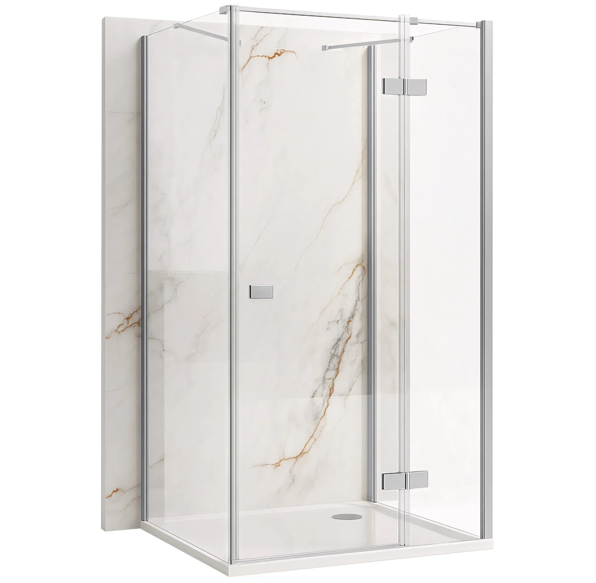 REA Duschkabin För Väggplacering Atlas 90x90 Höger Krom, 90x90x200cm