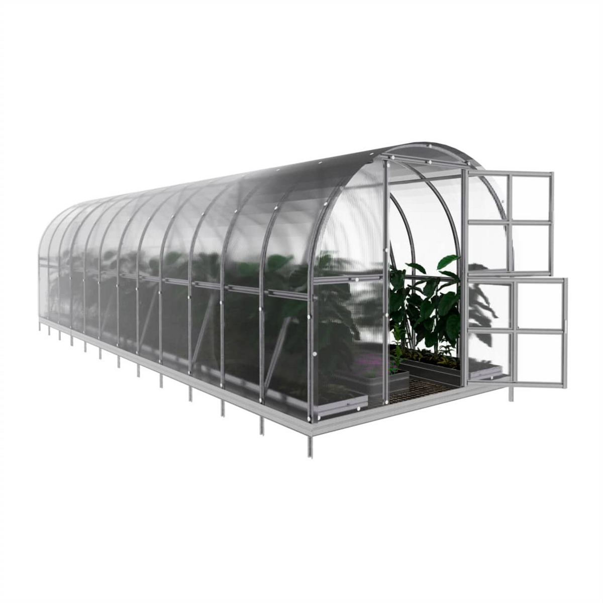 Växthus KLASIKA ARCH 30 m2, 3 m x 10 m, 6 mm polykarbonatöverdrag