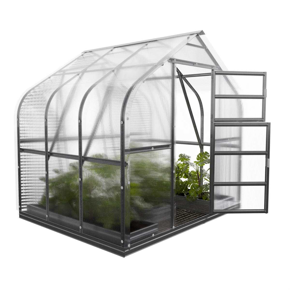 Växthus Standard KLASIKA 5 m2, 2,5 m x 2 m, 4 mm polykarbonatskydd (1 takfönster)