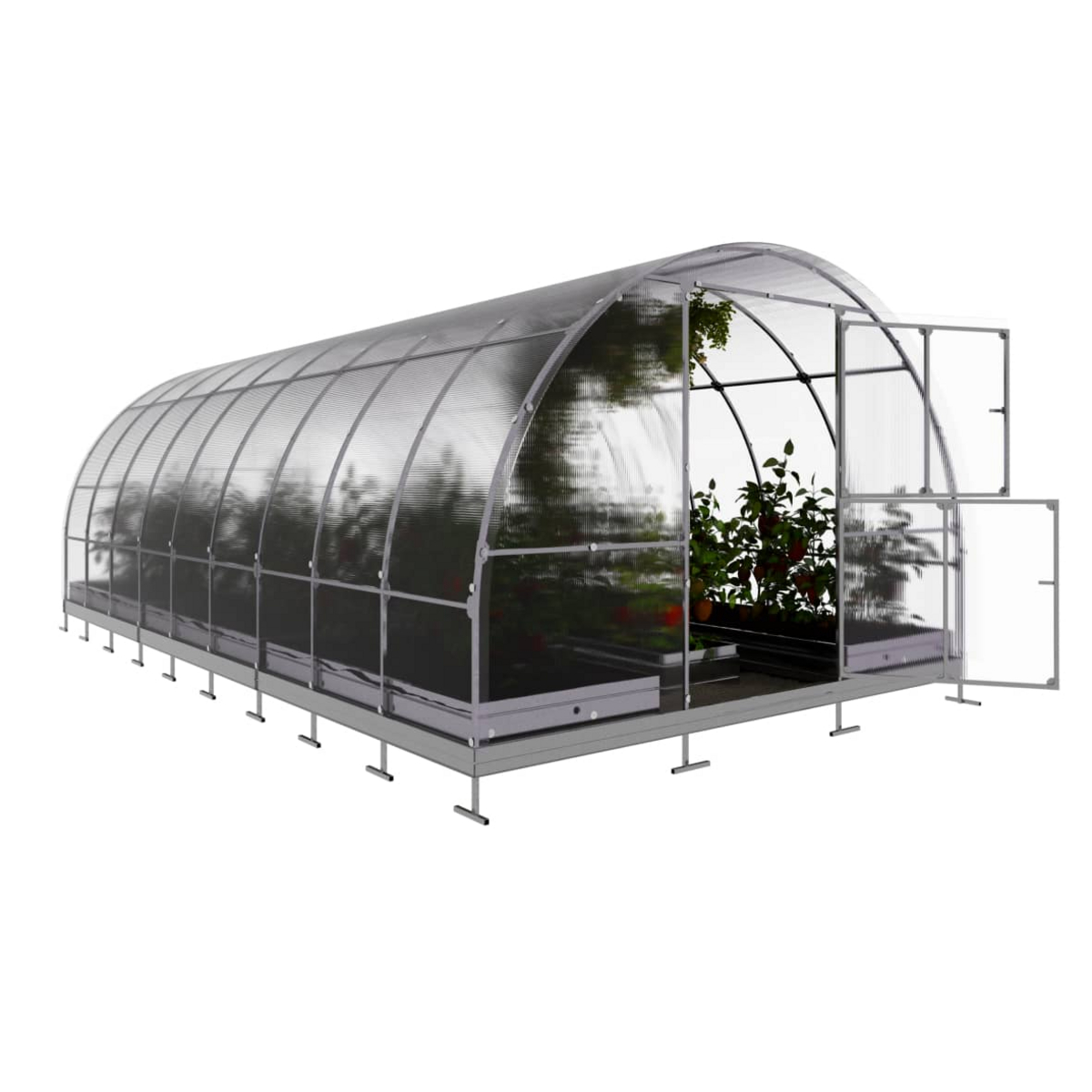 Växthus KLASIKA TUBE 18 m2, 3 m x 6 m, 6 mm polykarbonatöverdrag