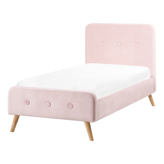 Säng med lamellram Sammet RENNES 90 x 200 cm Pastellrosa