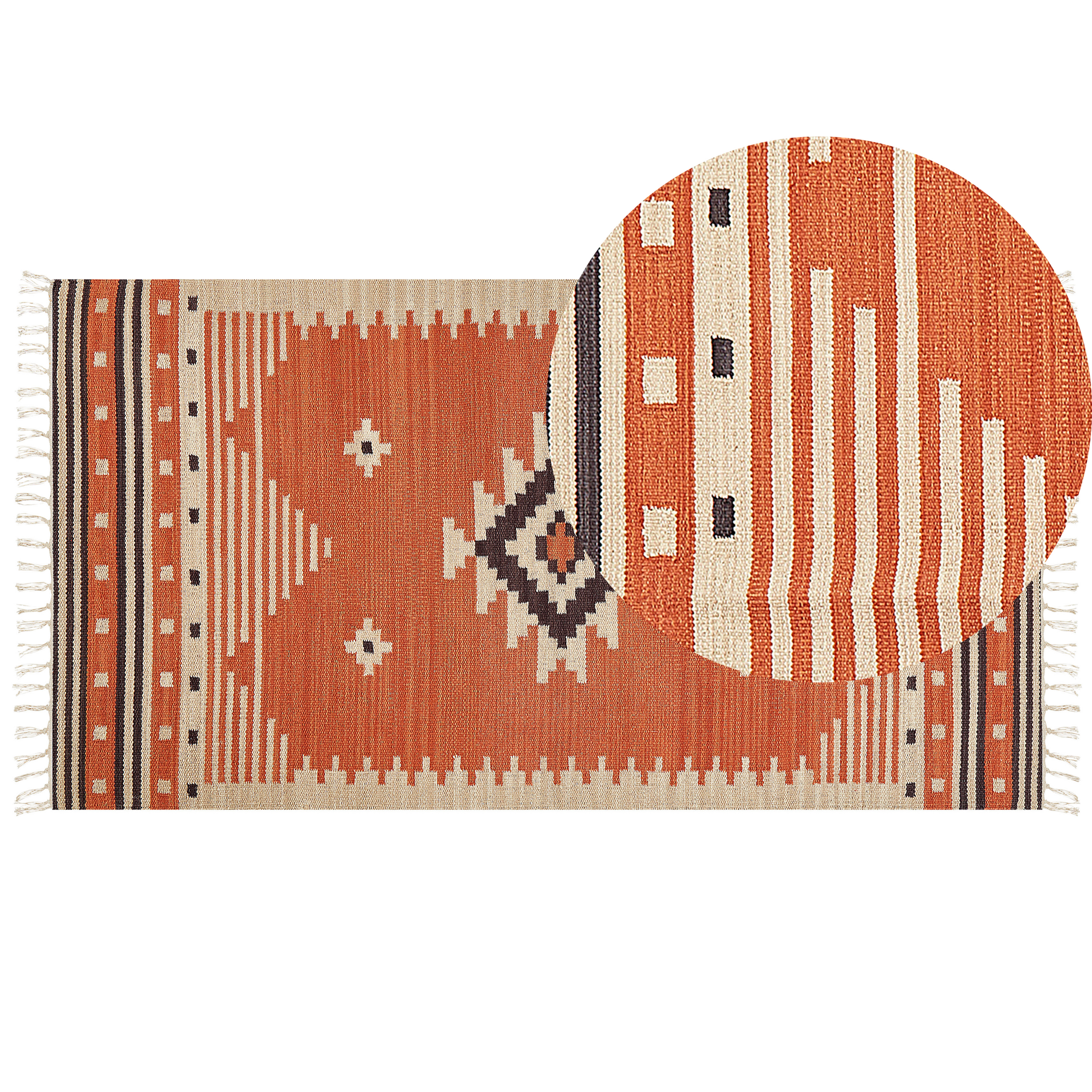 Matta GAVAR Orange 80 x 150 cm Kelim Bomull