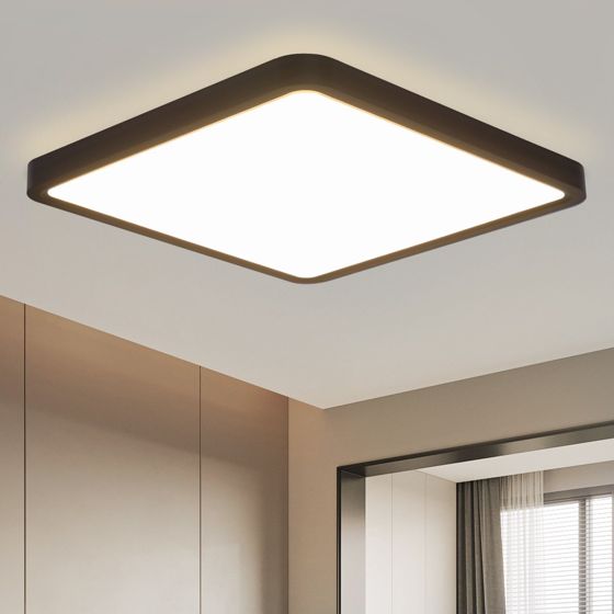 NETTLIFE platt LED-taklampa, för sovrum svart, 23 cm, sovrum 18W fyrkantig halllampa 4000K Badrum Kök