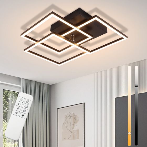 NETTLIFE LED - taklampa, för vardagsrum, svart, dimbar, fyrkantig, modern, 36w Med fjärrkontroll