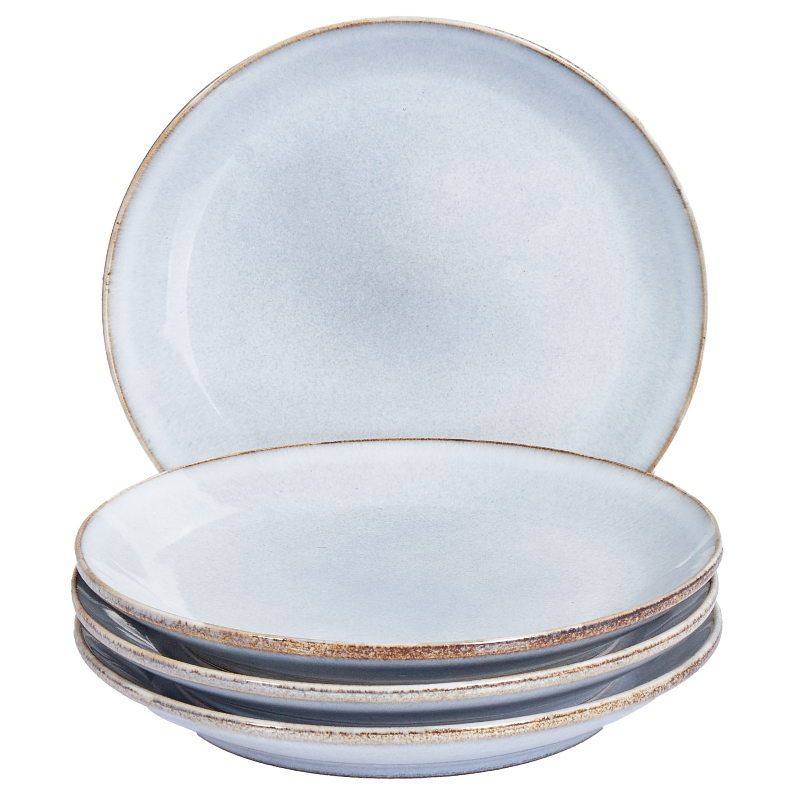 Set med 4 assietter JUNIPER Stengods Ljusblå 21 cm