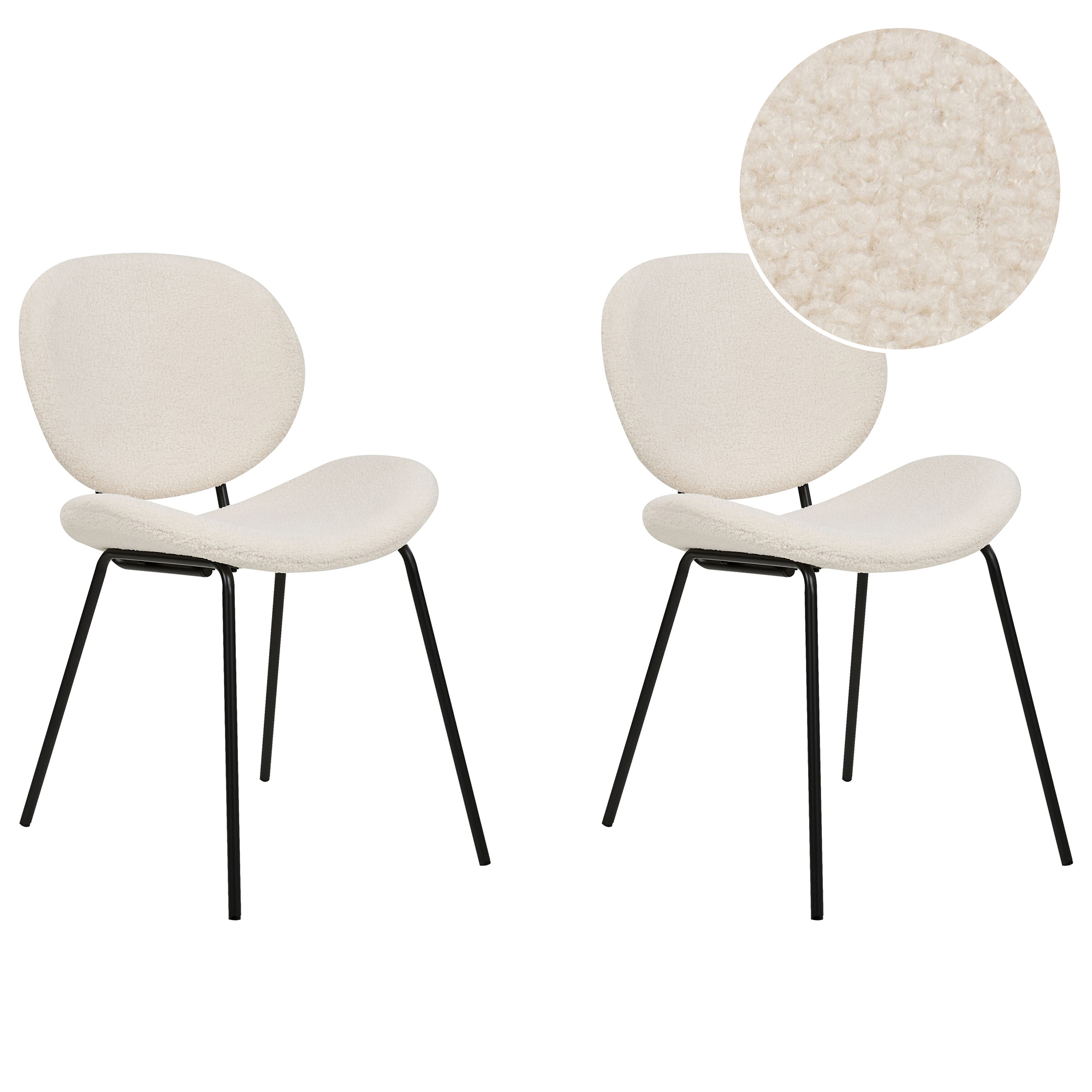 Set med 2 matstolar LUANA Bouclé Vit