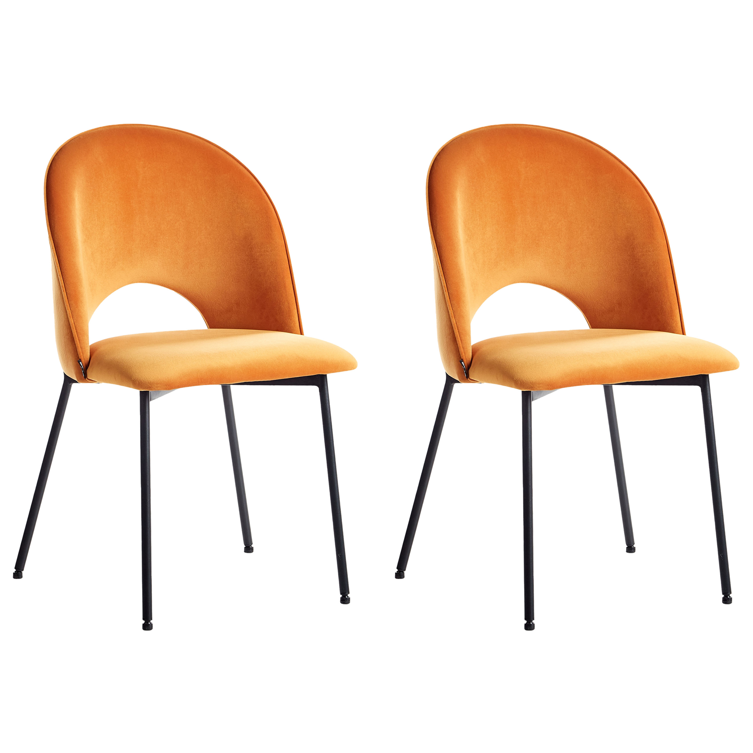 Set med 2 matstolar COVELO Sammet Orange