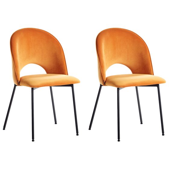 Set med 2 matstolar COVELO Sammet Orange