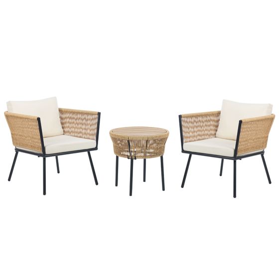 Caféset med kuddar GARGANO Konstrotting Naturlig