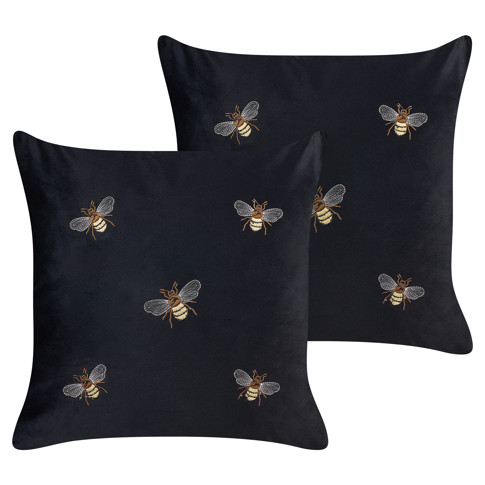 Set med 2 prydnadskuddar TALINUM 45 x 45 cm Sammet Svart Djurtryck