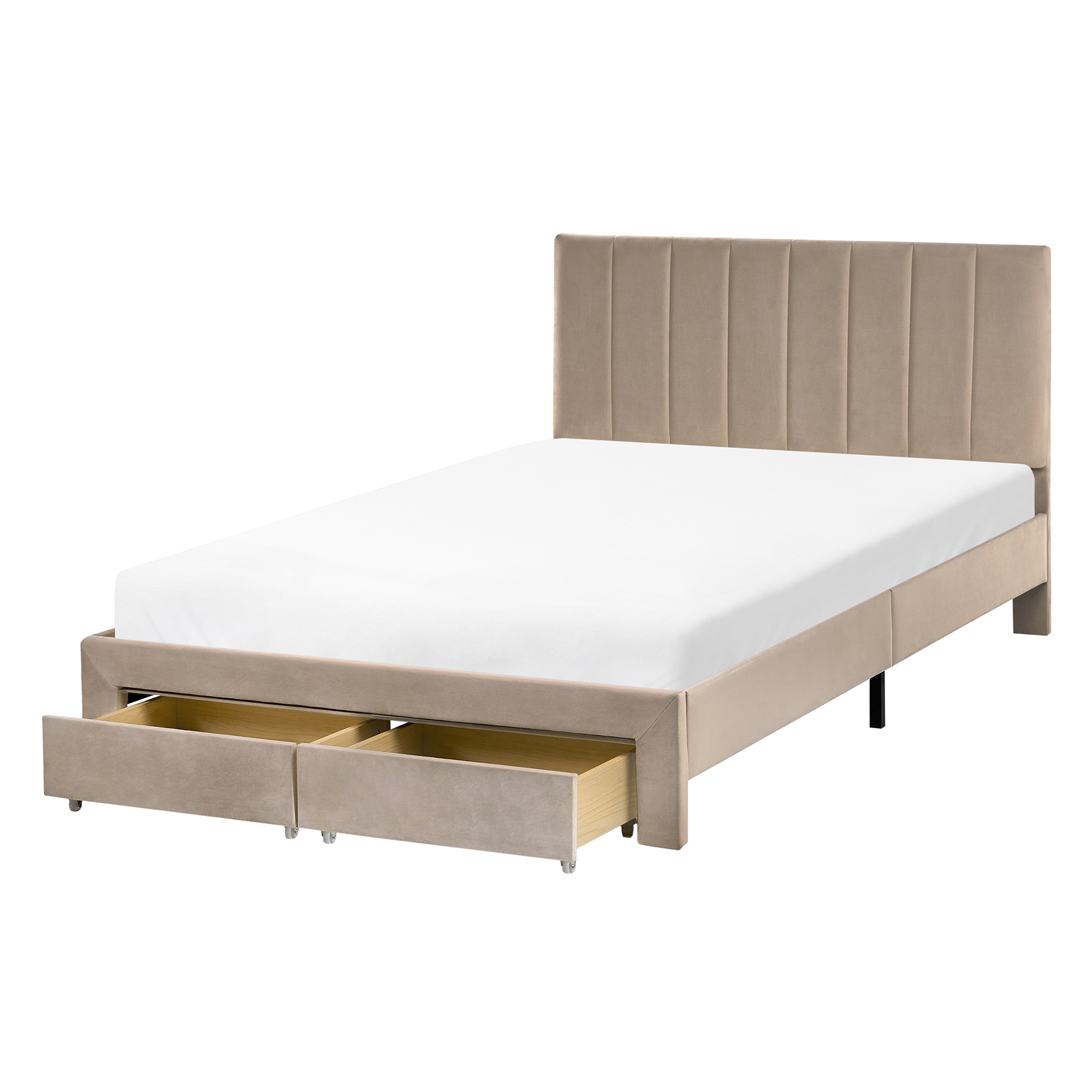 Säng med förvaringslådor LONZAC Sammet Taupe 120 x 200 cm