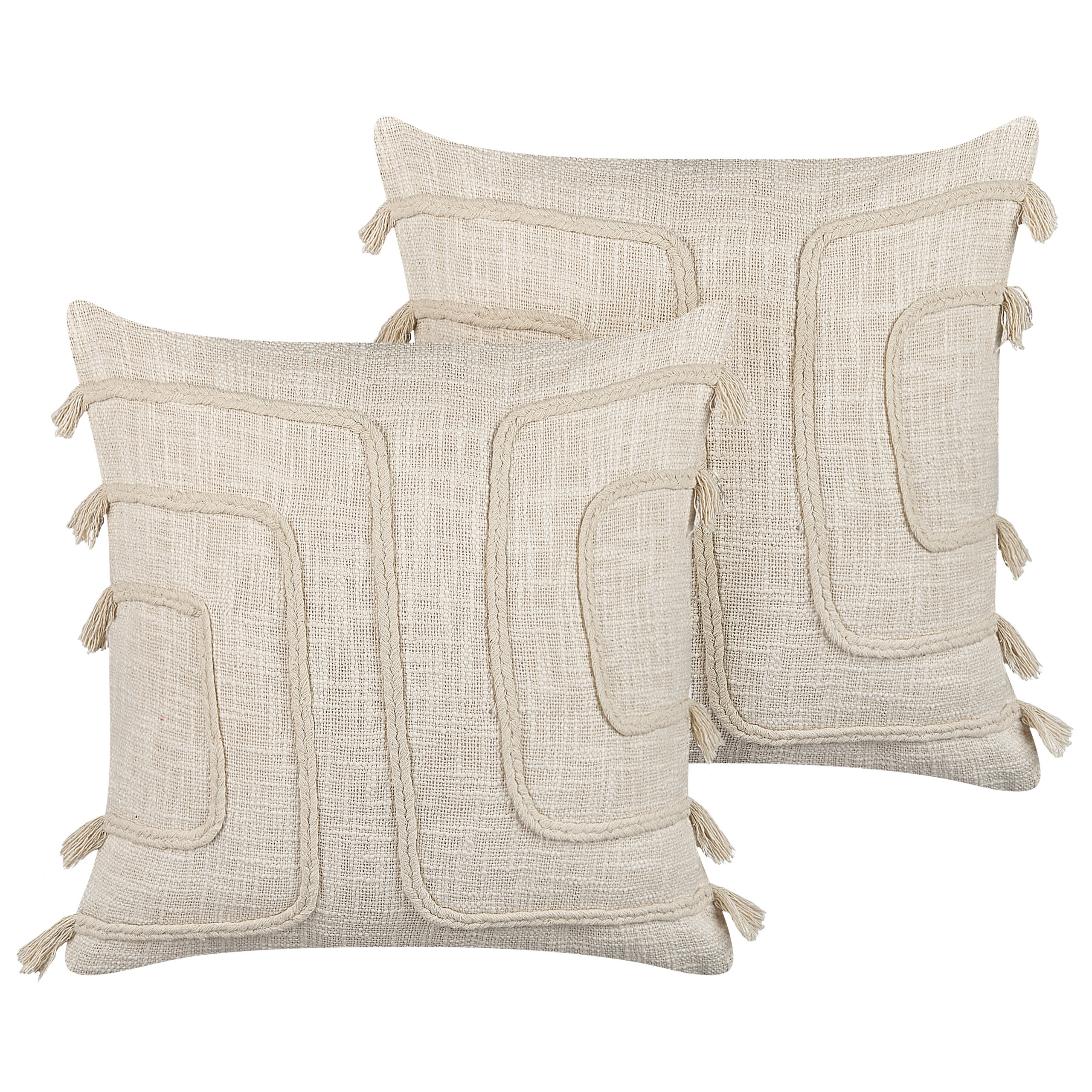 Set med 2 prydnadskuddar PLEIONE 45 x 45 cm Bomull Ljusbeige Geometriskt tryck