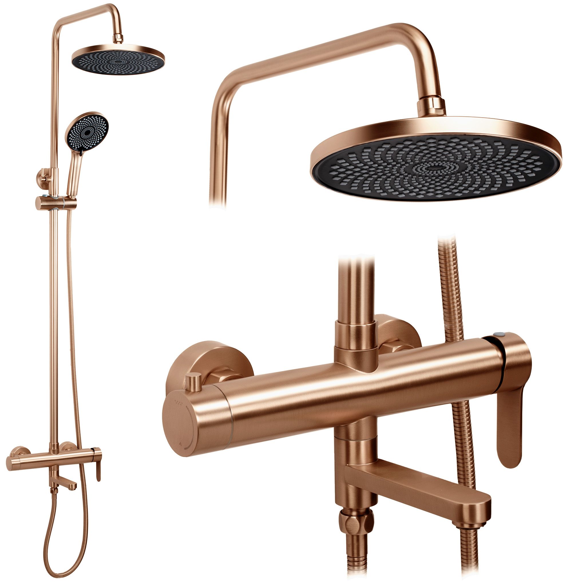 REA Duschset Arcos Borstad Koppar, 34x15x134cm