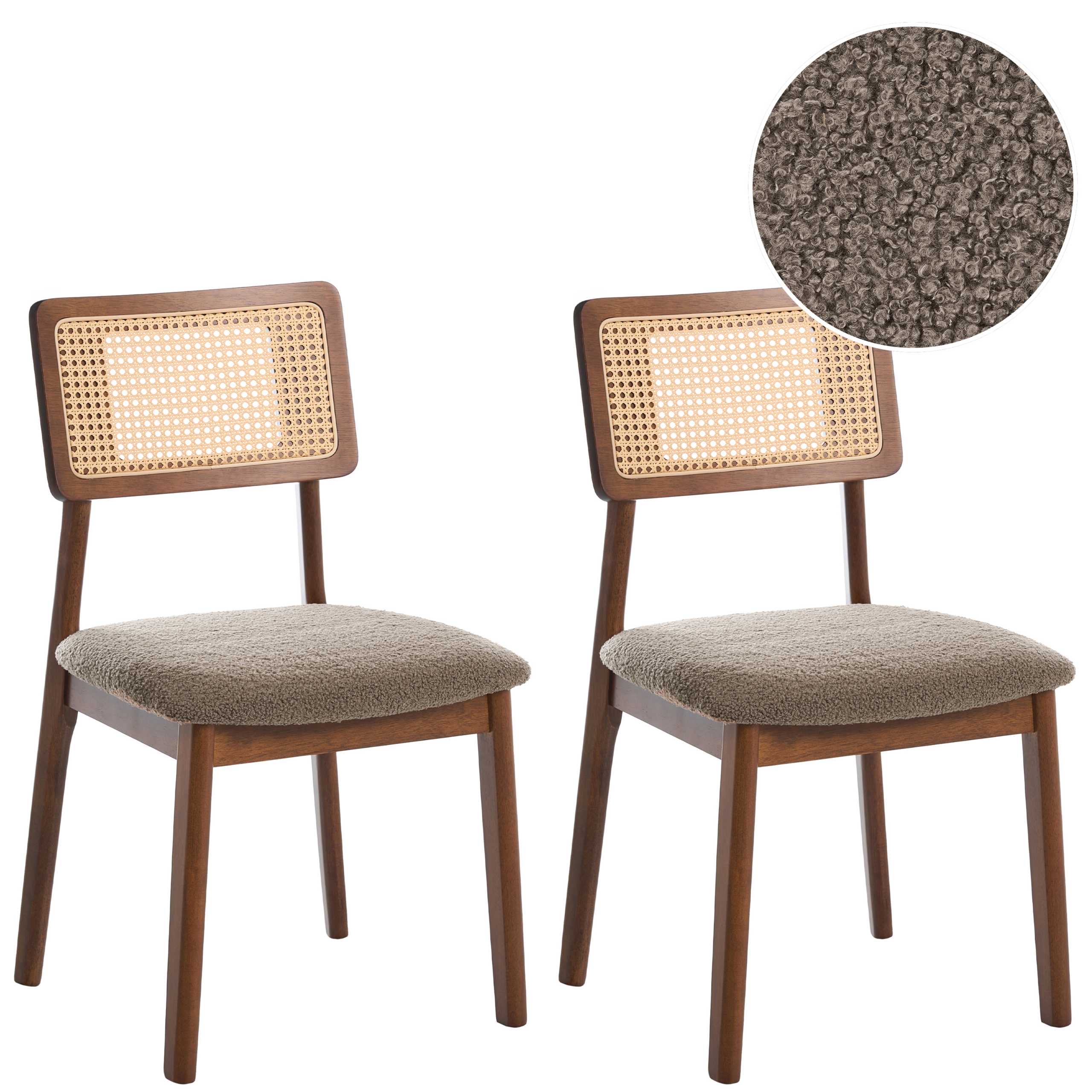 Set med 2 matstolar EMBAR Trä Brun/ Taupe