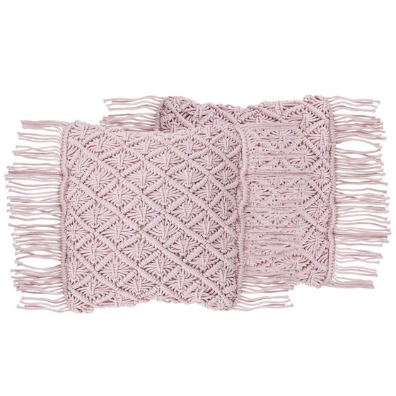 Set med 2 prydnadskuddar YANIKLAR 40 x 40 cm Bomull Rosa Geometriskt tryck
