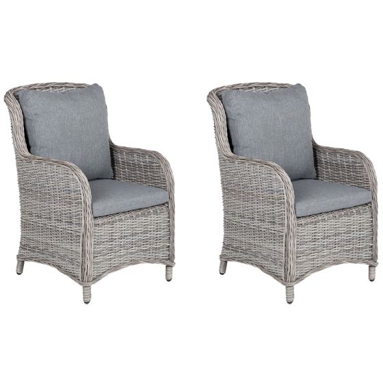 Set med 2 stolar med dynor CASCAIS Konstrotting Grå