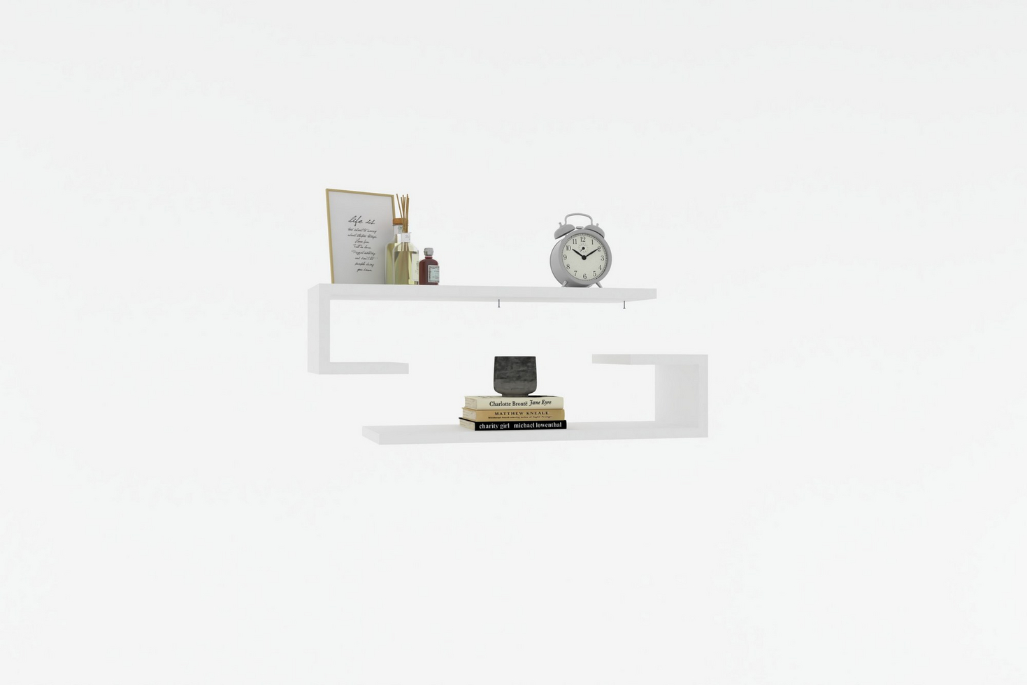 Norda Design Modern vägghylla (2 stycken), 60 x 15 x 19,6 cm | 100 % melaminbelagd, 18 mm tjock | Stilren och funktionell