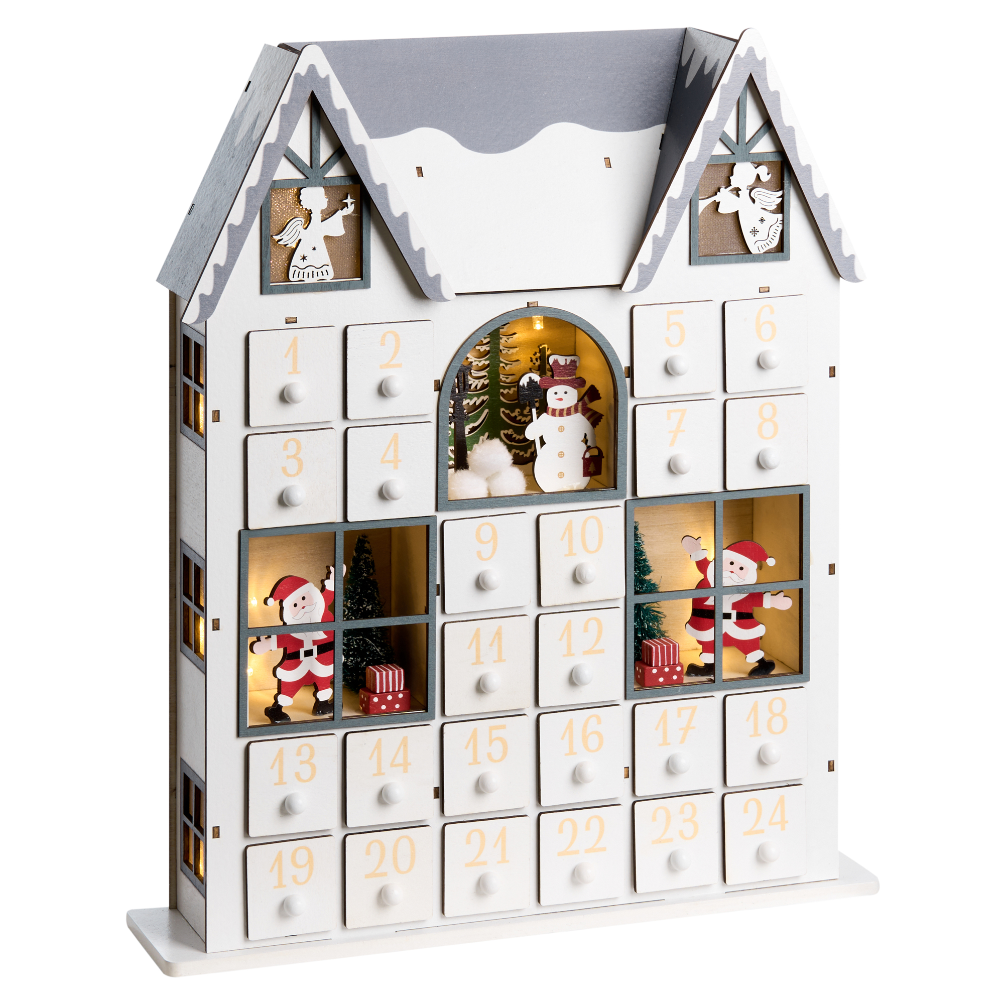 Julpynt LED FEMUND 40 cm Adventskalender Vit