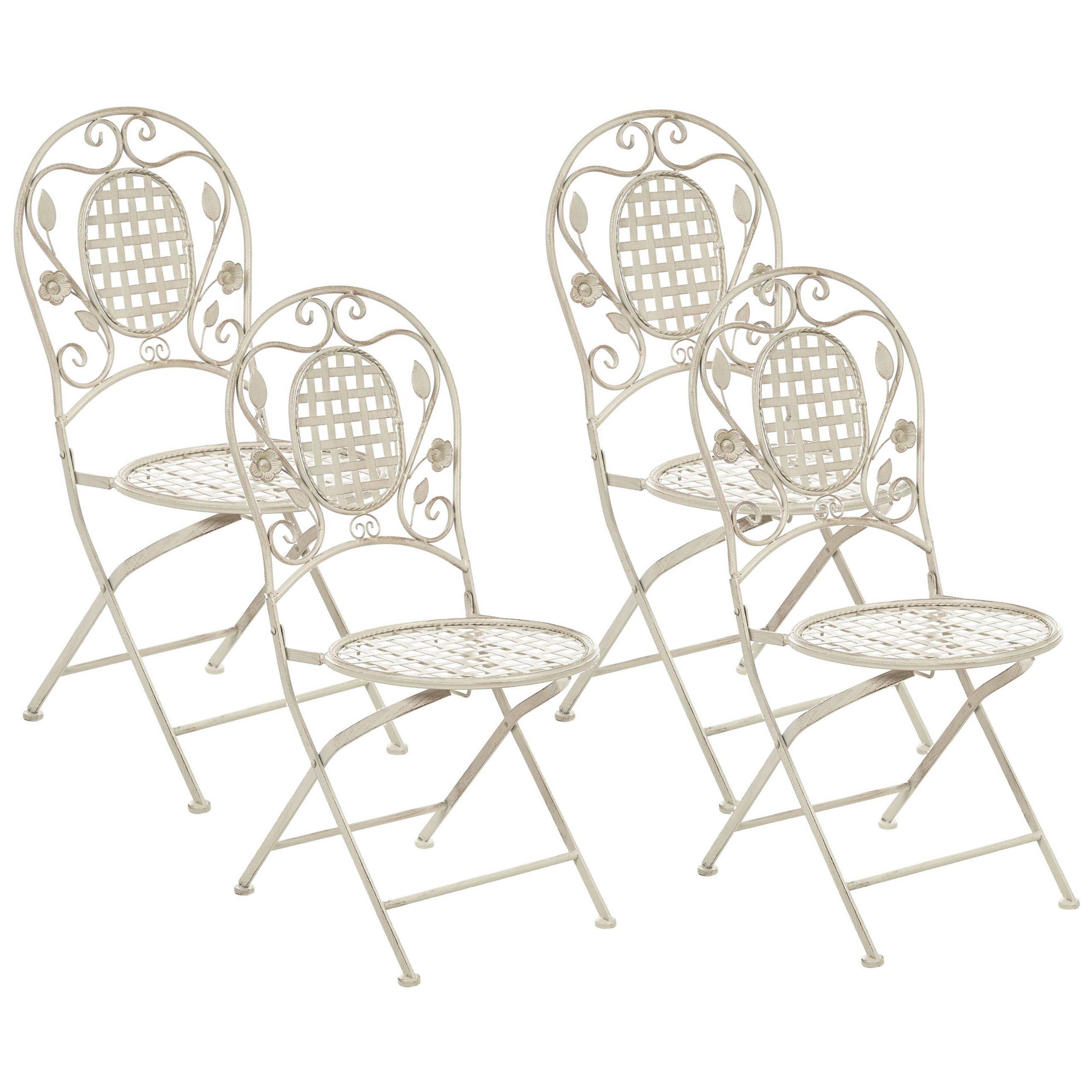 Set med 4 trädgårdsstolar BIVIO Fällbar Metall Off-White