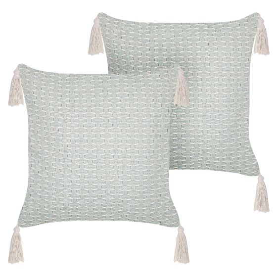 Set med 2 prydnadskuddar HAKONE 42 x 42 cm Mintgrön Geometriskt tryck