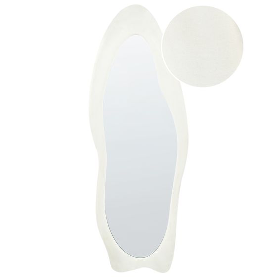 Väggspegel REIGNY 57 cm 160 cm Sammet Vit