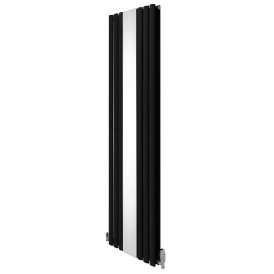 Oval spegelradiator med ventiler - 1800 mm x 500 mm - svart