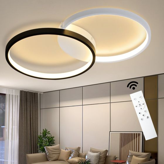 NETTLIFE 45W LED-taklampa, 50 cm. Dimbar lampa (3000K-6000K), svart, med fjärrkontroll