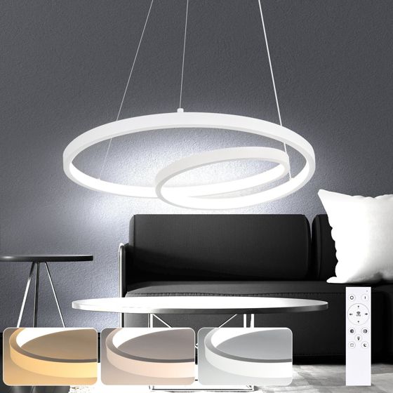 NETTLIFE modern LED-pendellampa, järn 34W Vit diameter, 40 cm dimbar, kreativ design, för vardagsrum sovrum kök