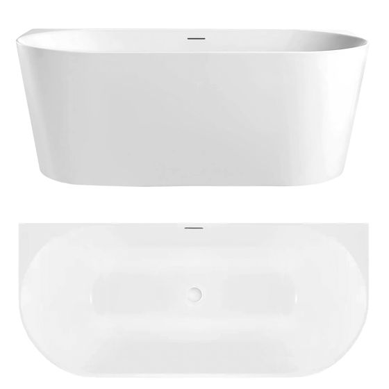 REA Fristående Badkar För Väggplacering Capri Slim 150 Vit, 150x74,5x58cm
