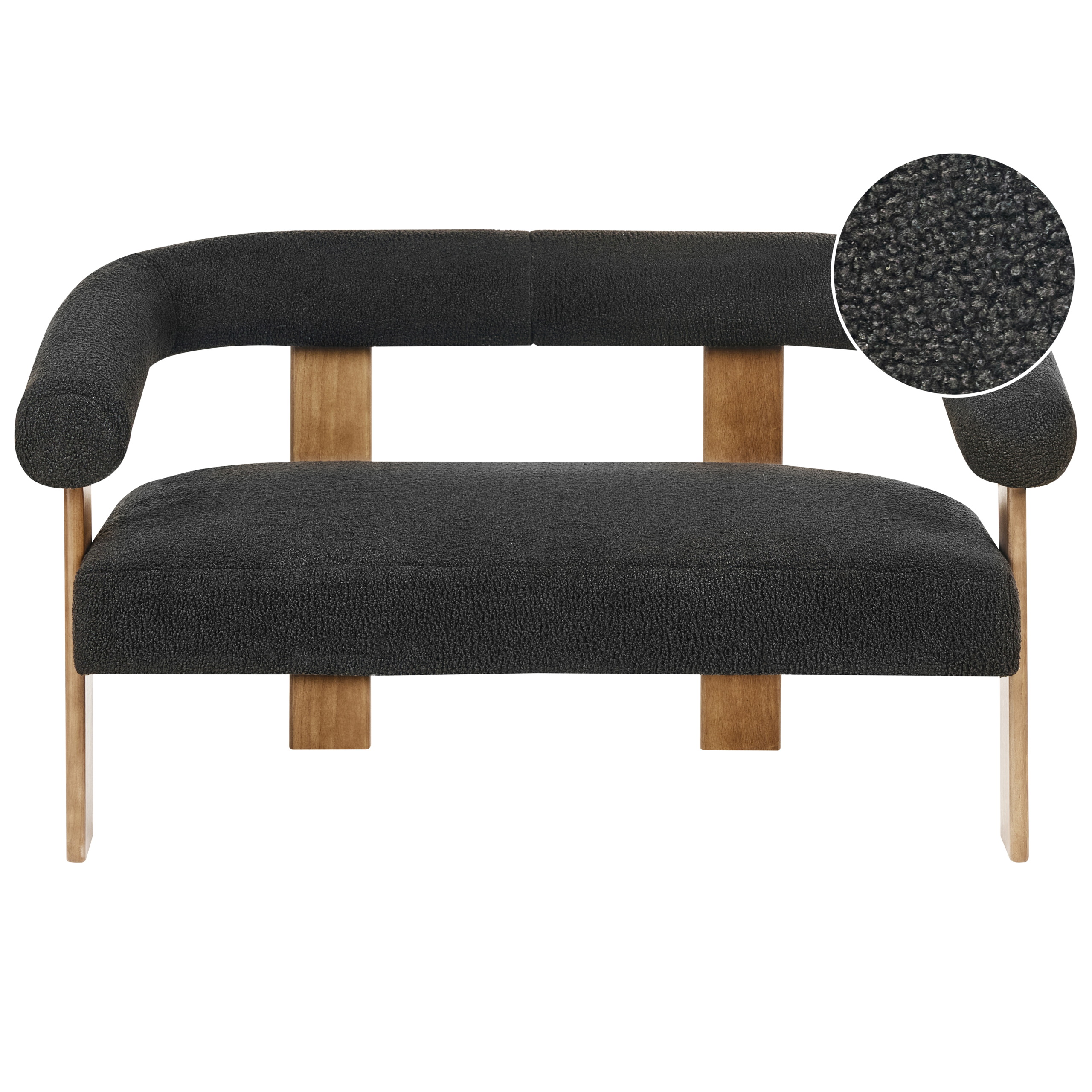 Soffa 2-sits ILBRO Bouclé Svart/ Mörkbrun
