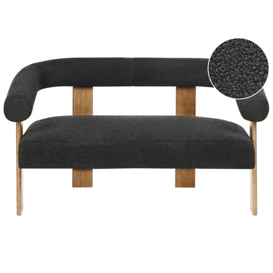 Soffa 2-sits ILBRO Bouclé Svart/ Mörkbrun