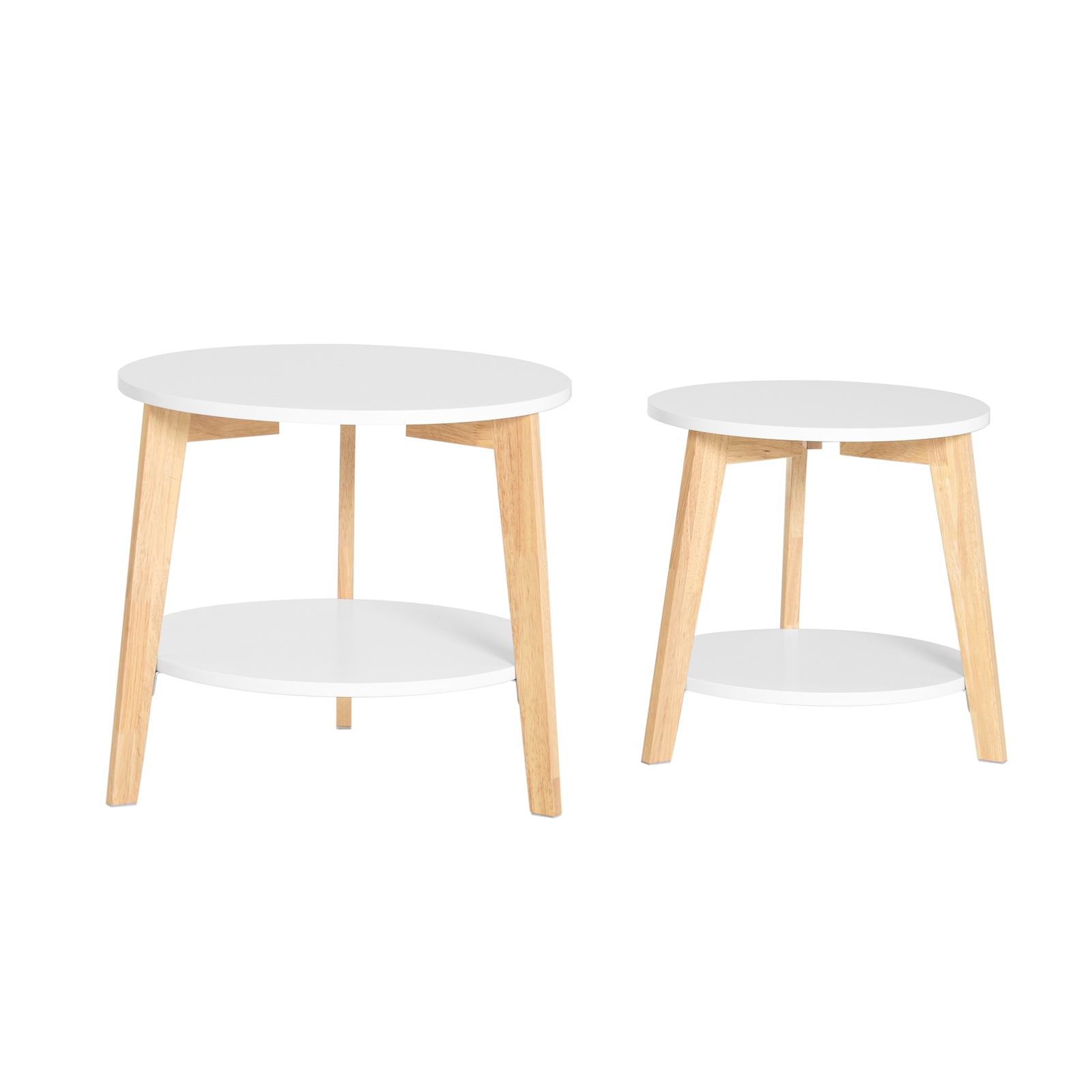SoBuy Runda satsbord set om 2, Soffbord, vit, Testad för 25 kg, FBT75-W