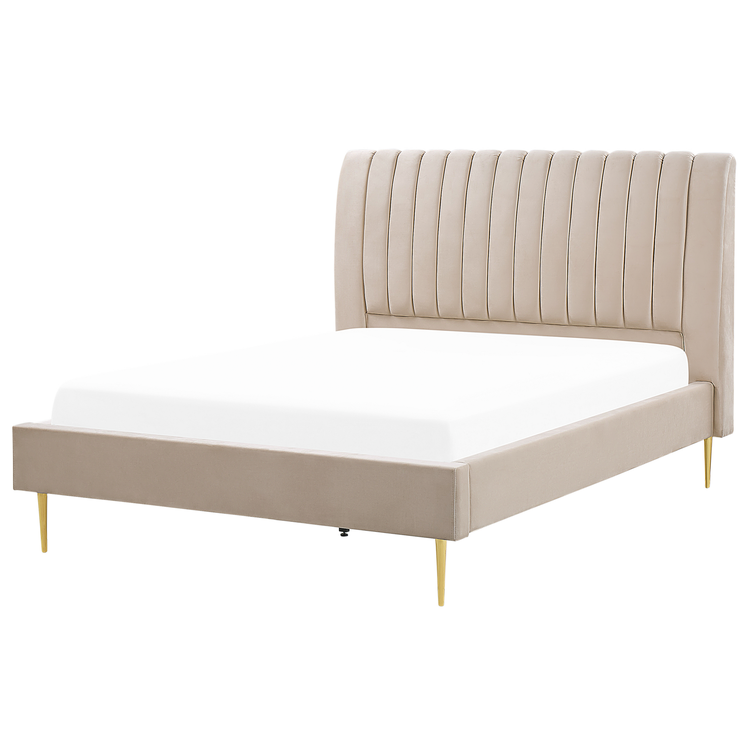 Säng med lamellram Sammet MARVILLE 140 x 200 cm Beige