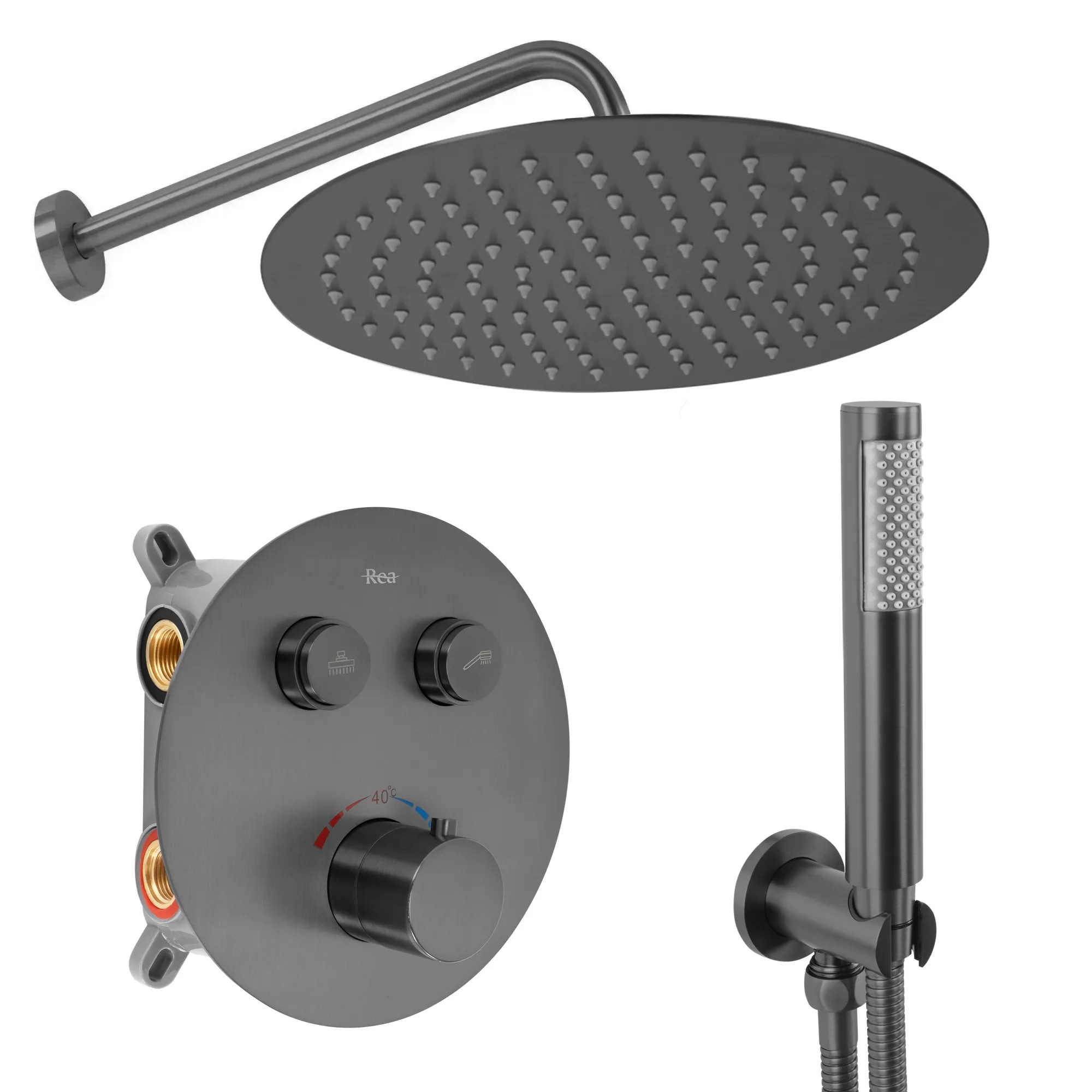 REA Inbyggt Duschset lungo Titan, 36,5x25x9cm