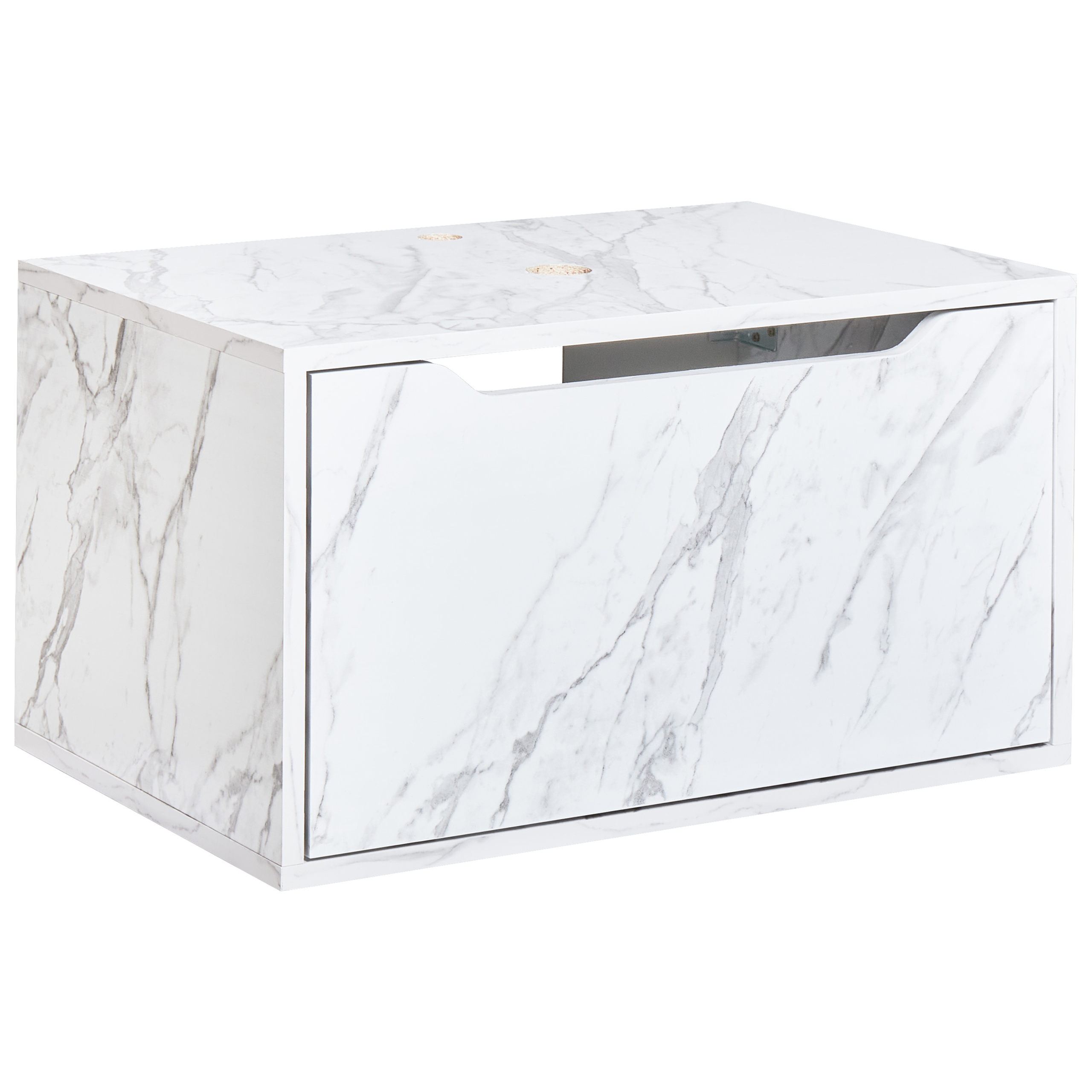 Väggmonterad kommod PETROLINA 60 cm Vit marmor