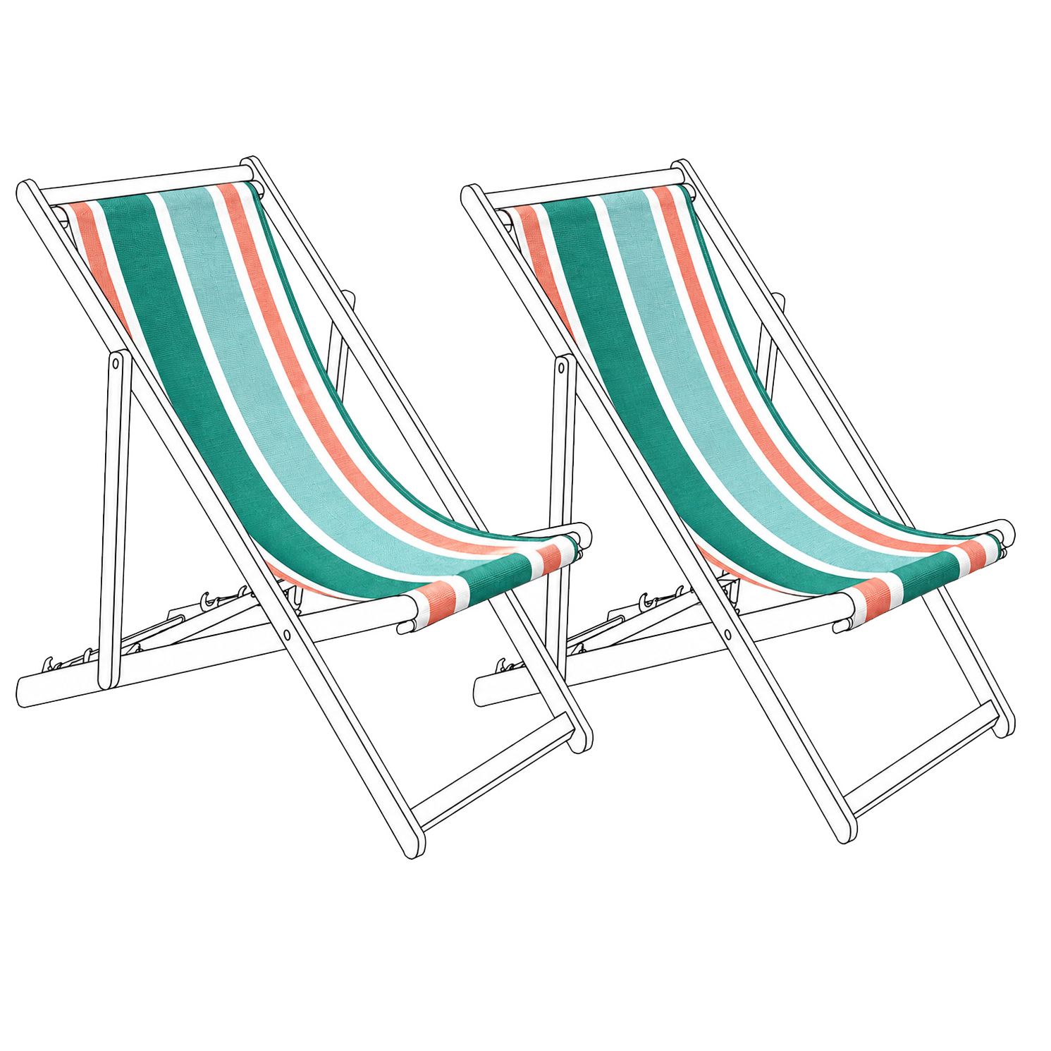 Set med 2 ersättningstyger för solstol ANZIO/AVELLINO 113 x 44 cm Flerfärgad