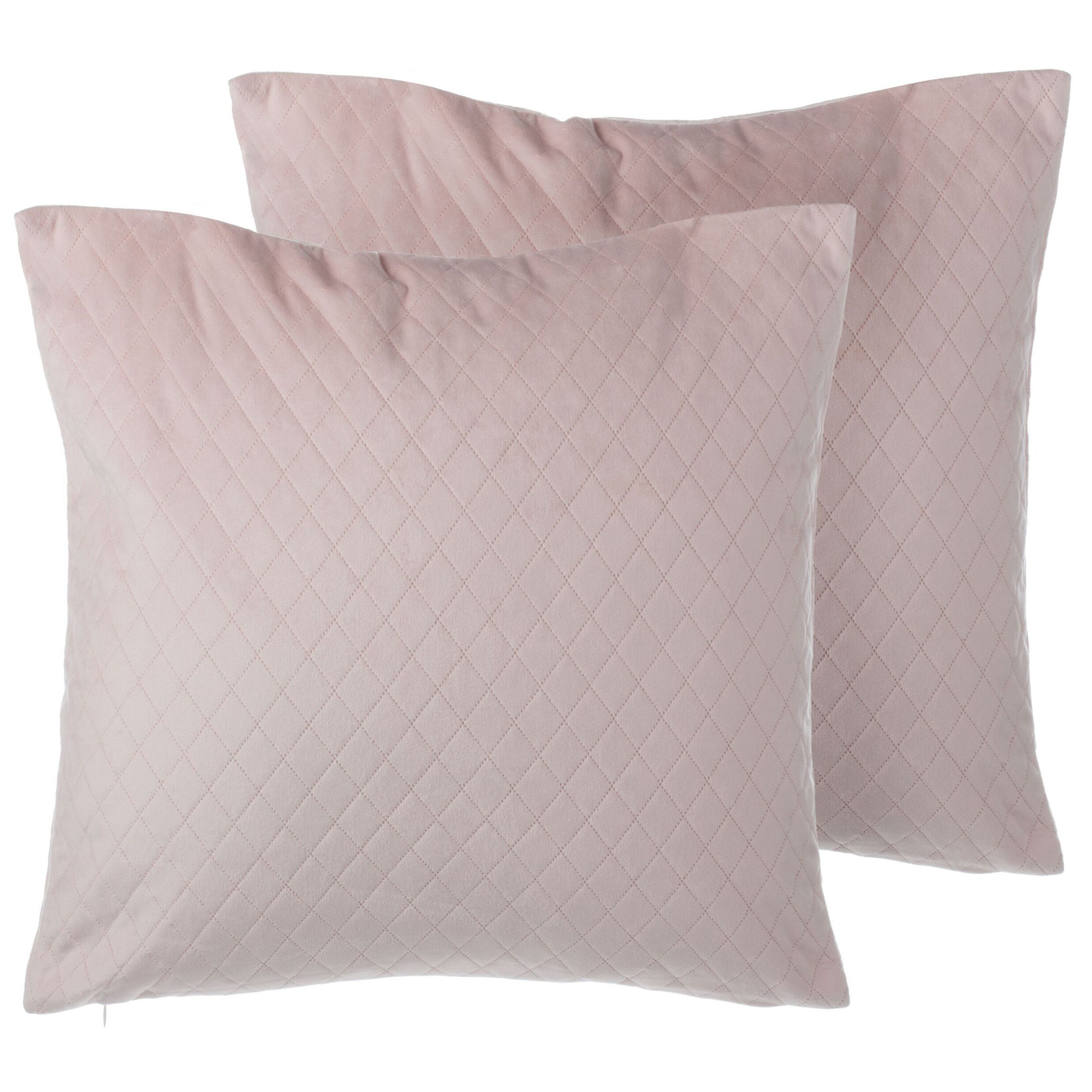 Set med 2 prydnadskuddar PASQUE 45 x 45 cm Sammet Rosa Monokromt