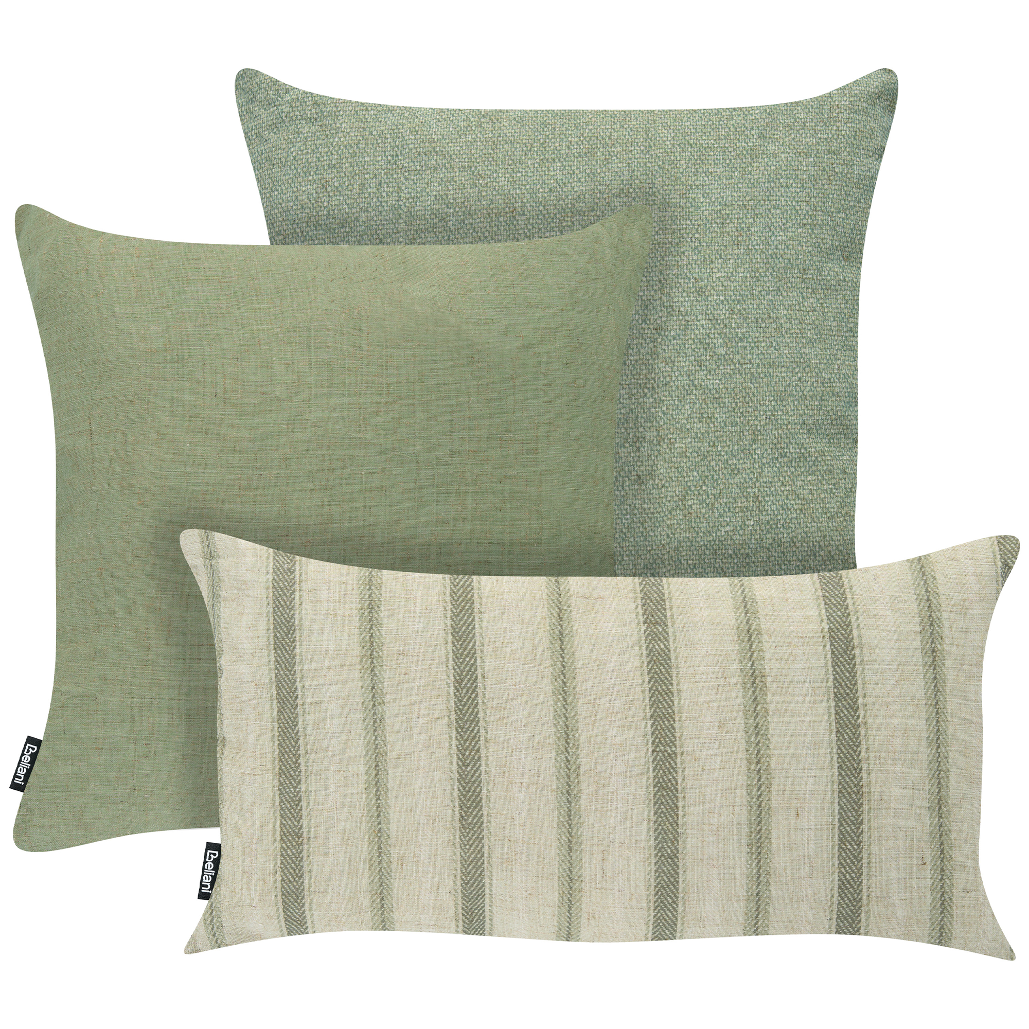 Set med 3 utomhusdynor MANZANIT Randigt 30 x 50 cm 45 x 45 cm Grön