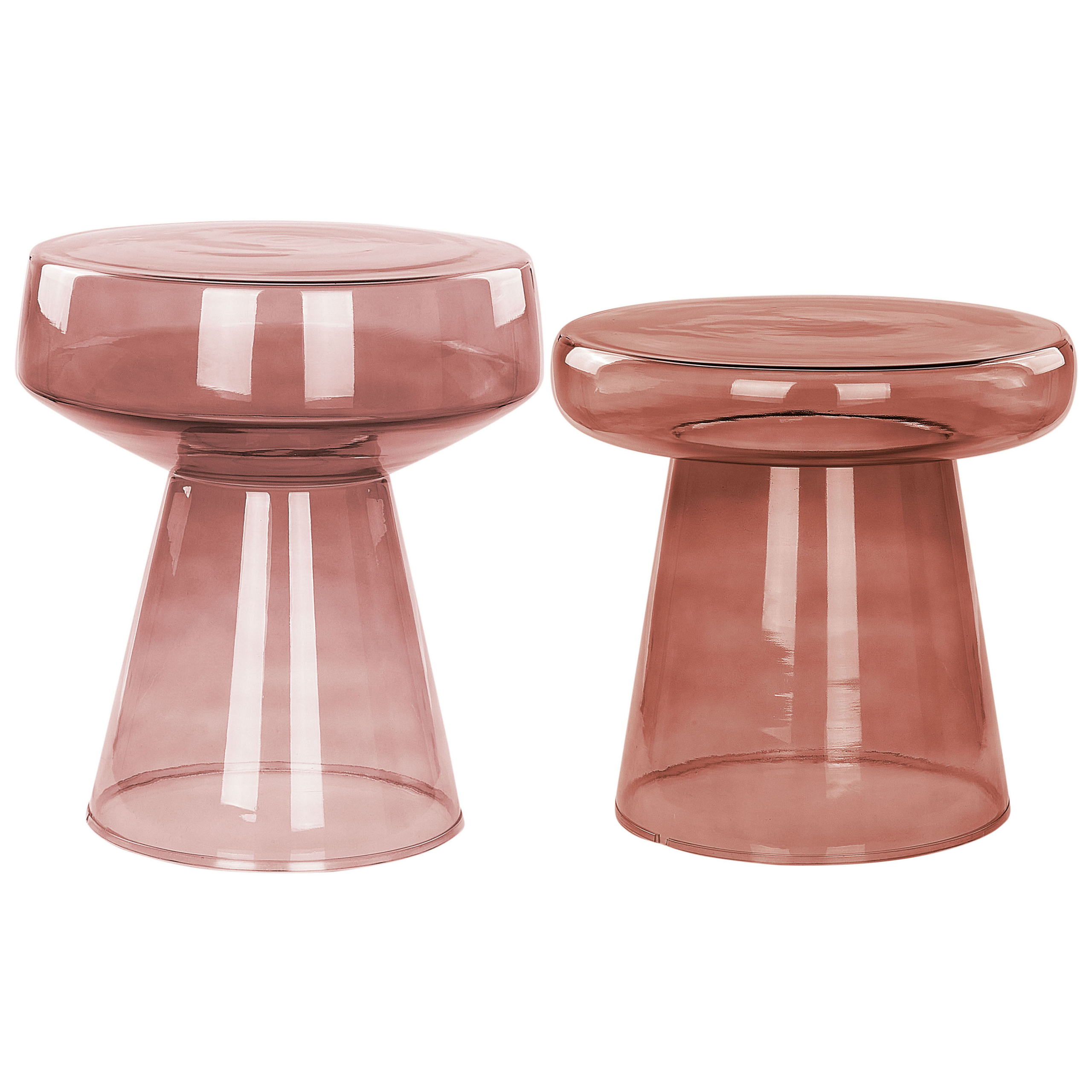 Set med 2 sidobord LAGUNA/CALDERA Glas Röd