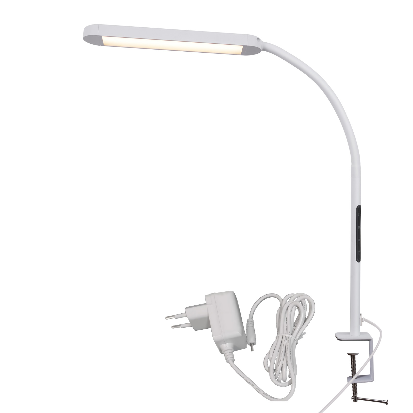 NETTLIFE dimbar LED-bordslampa med vit kontakt, 5 ljusstyrkenivåer, 11 W, flexibel, med nattljustimerfunktion