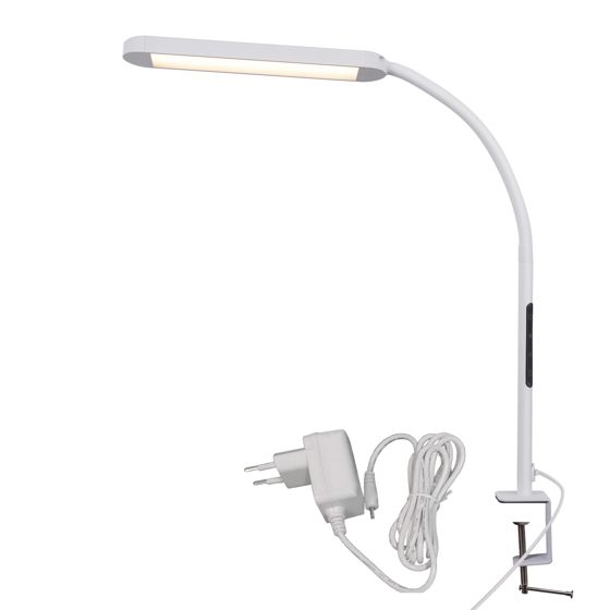 NETTLIFE dimbar LED-bordslampa med vit kontakt, 5 ljusstyrkenivåer, 11 W, flexibel, med nattljustimerfunktion