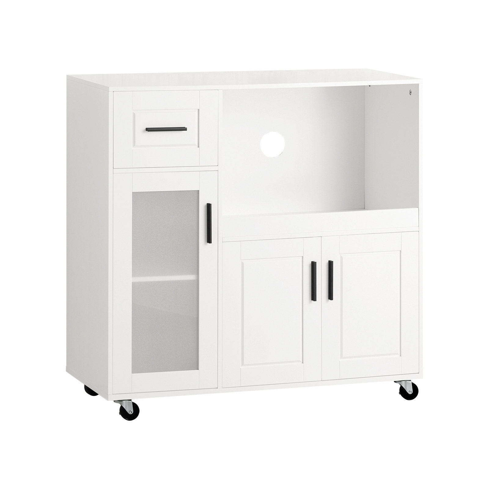 SoBuy Kökshylla Mikrovågsskåp Köksskåp med hjul Sideboard FSB78-W