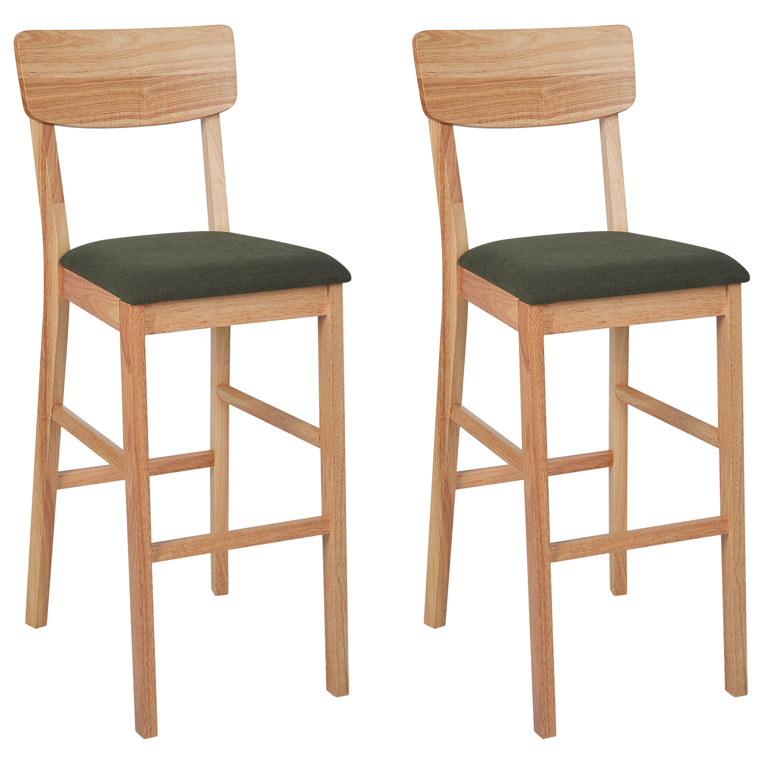 Set med 2 barstolar AMBLER Ljusbrun/ Grön