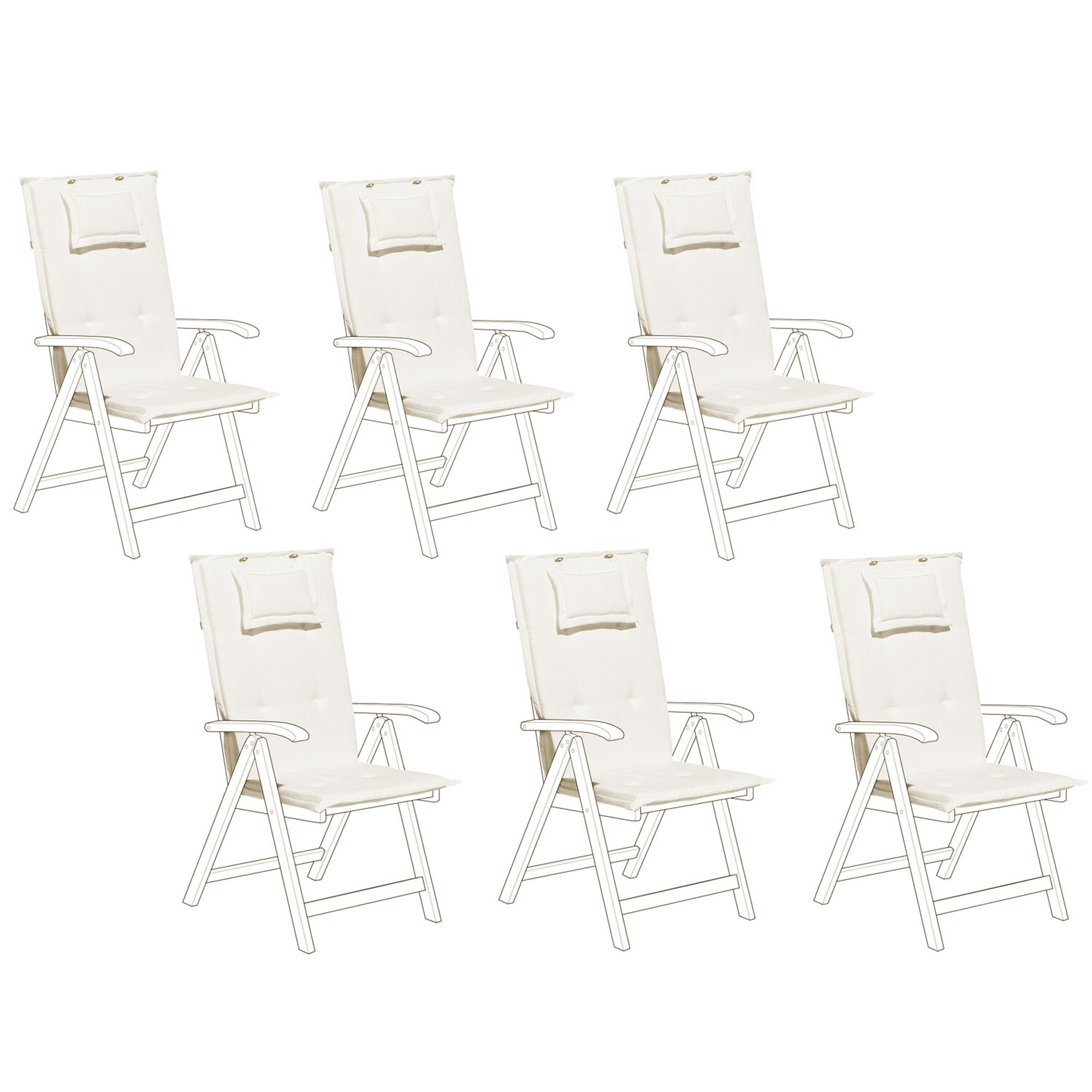 Set med 6 rygg-/sittdynor JAVA/AMANTEA 50 x 70 cm Off-White