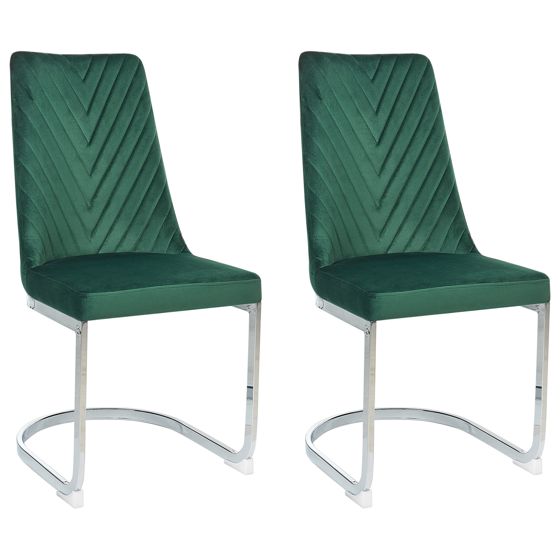 Set med 2 matstolar ALTOONA Sammet Smaragdgrön