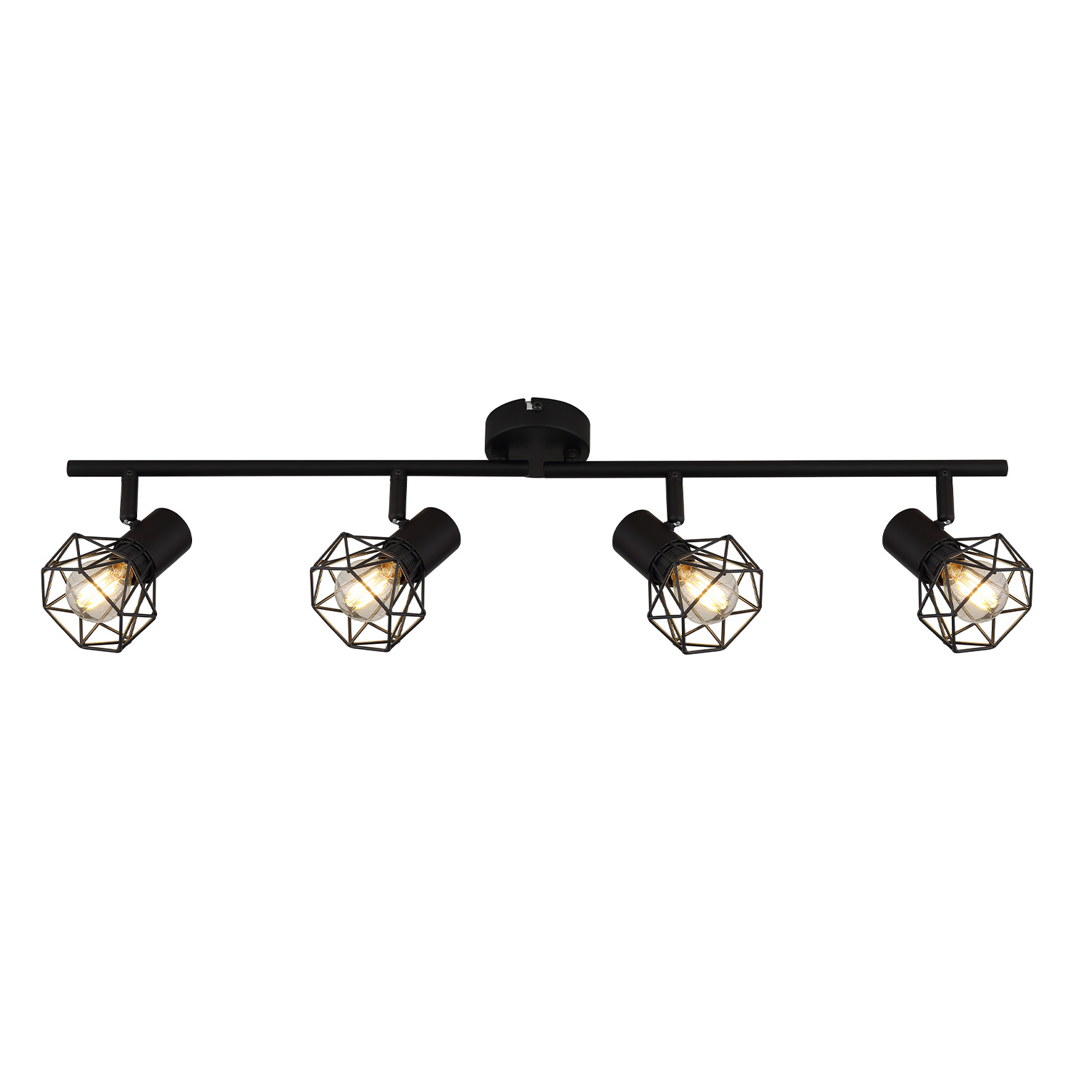 NETTLIFE Takspotlight med 4 lampor för vardagsrum E14 industriell svart justerbar 350° utan glödlampa