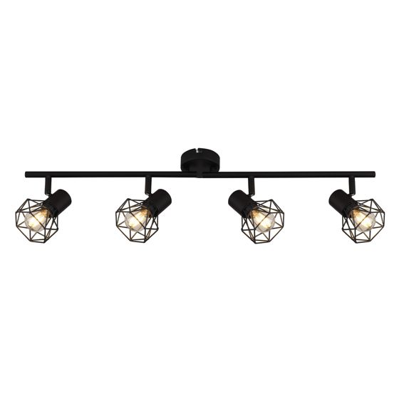 NETTLIFE Takspotlight med 4 lampor för vardagsrum E14 industriell svart justerbar 350° utan glödlampa